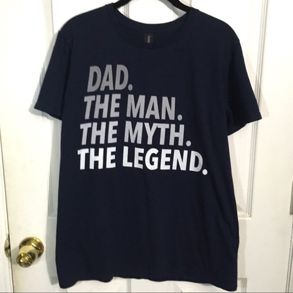 ANVIL DAD-THE MAN-THE MYTH-THE LEGEND-Ombre Screen Print Blue T-Shirt-Medium - Picture 7 of 8